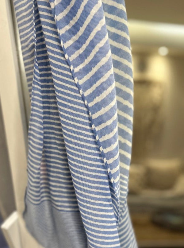 Light Blue and White Stripe Scarf