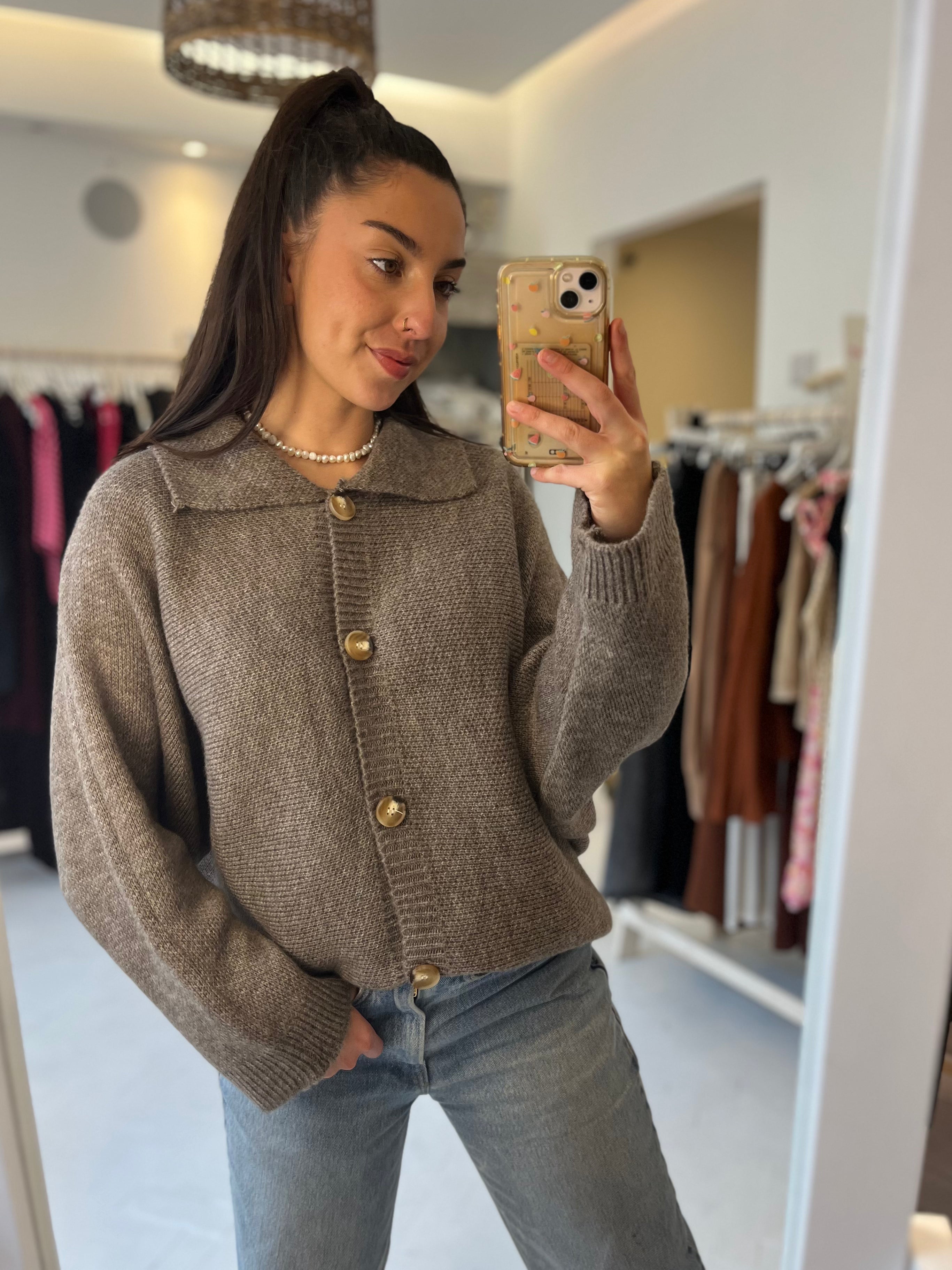 Millie Collared Knit Cardigan