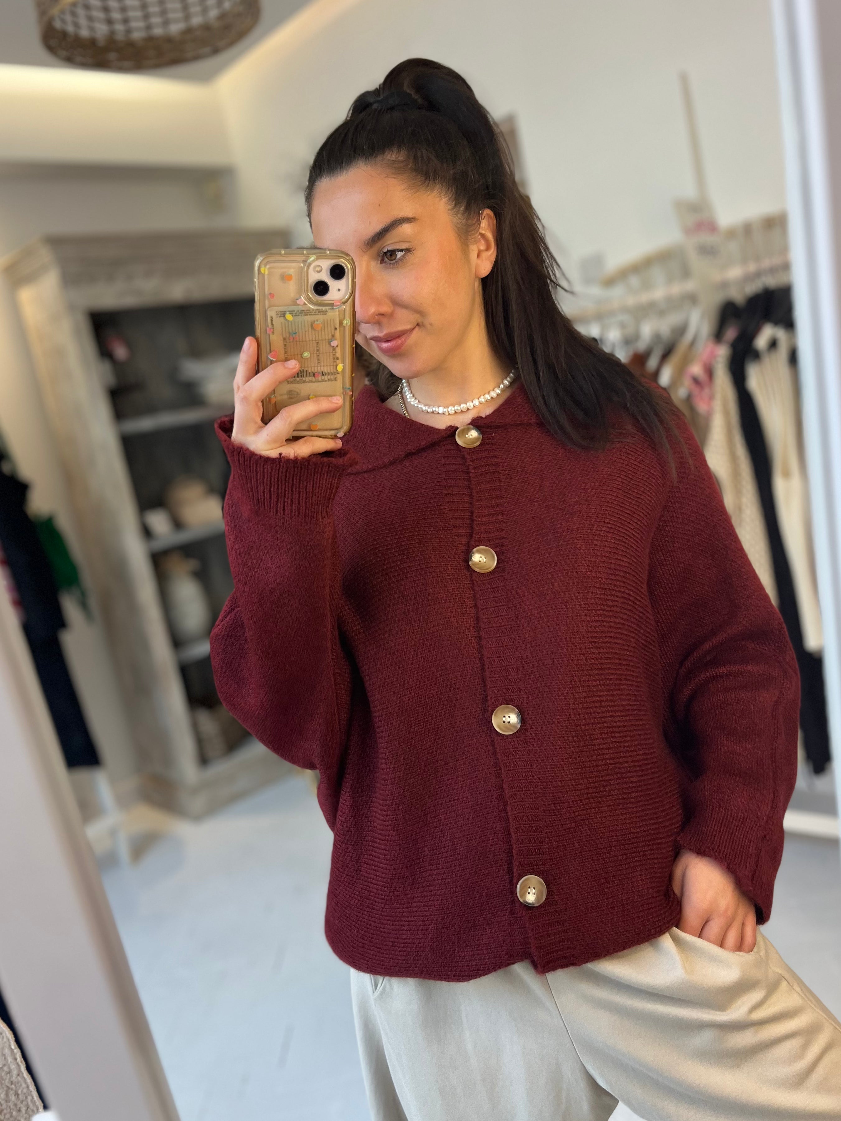 Millie Collared Knit Cardigan