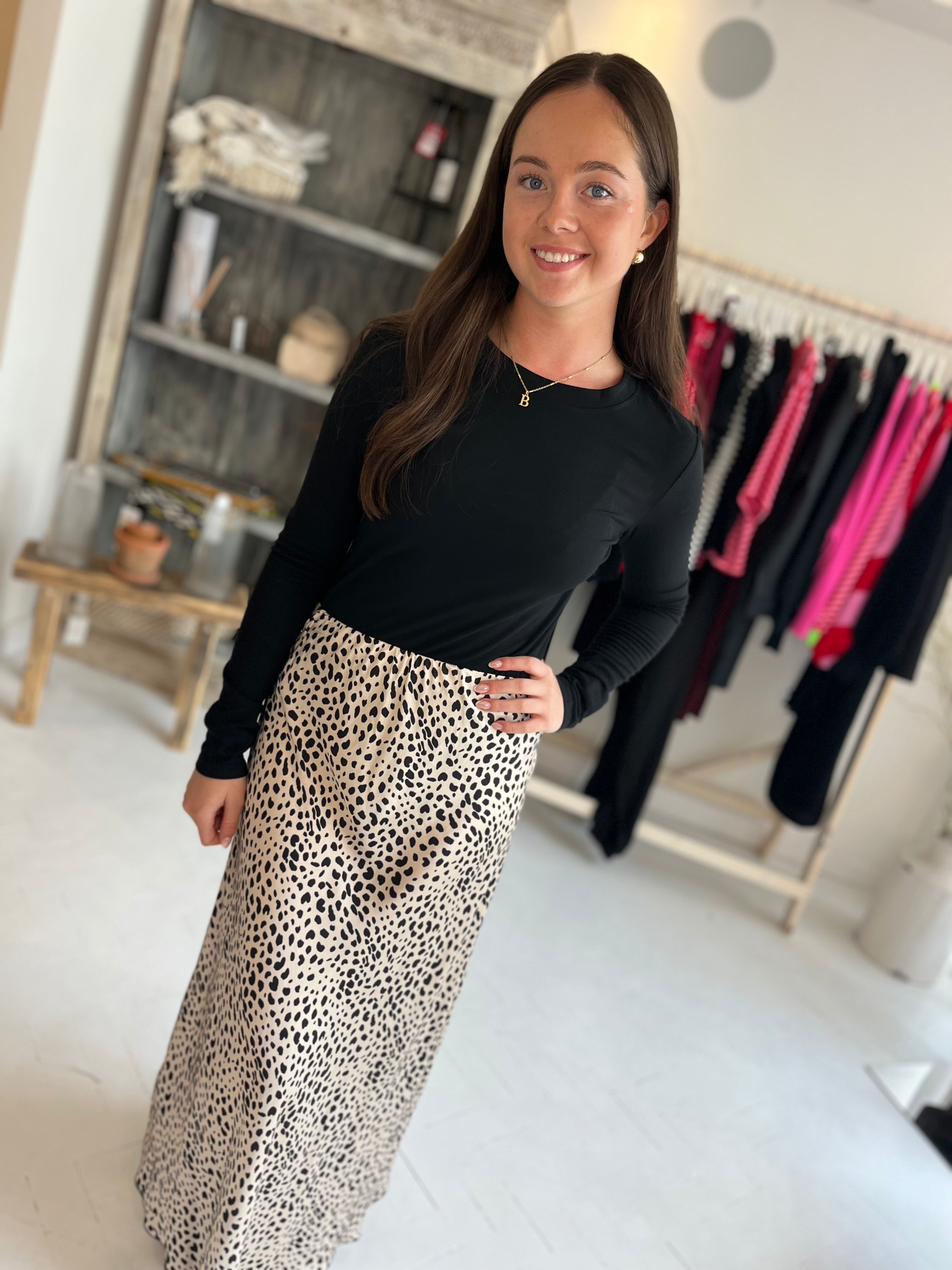Dotty Satin Midi Skirt