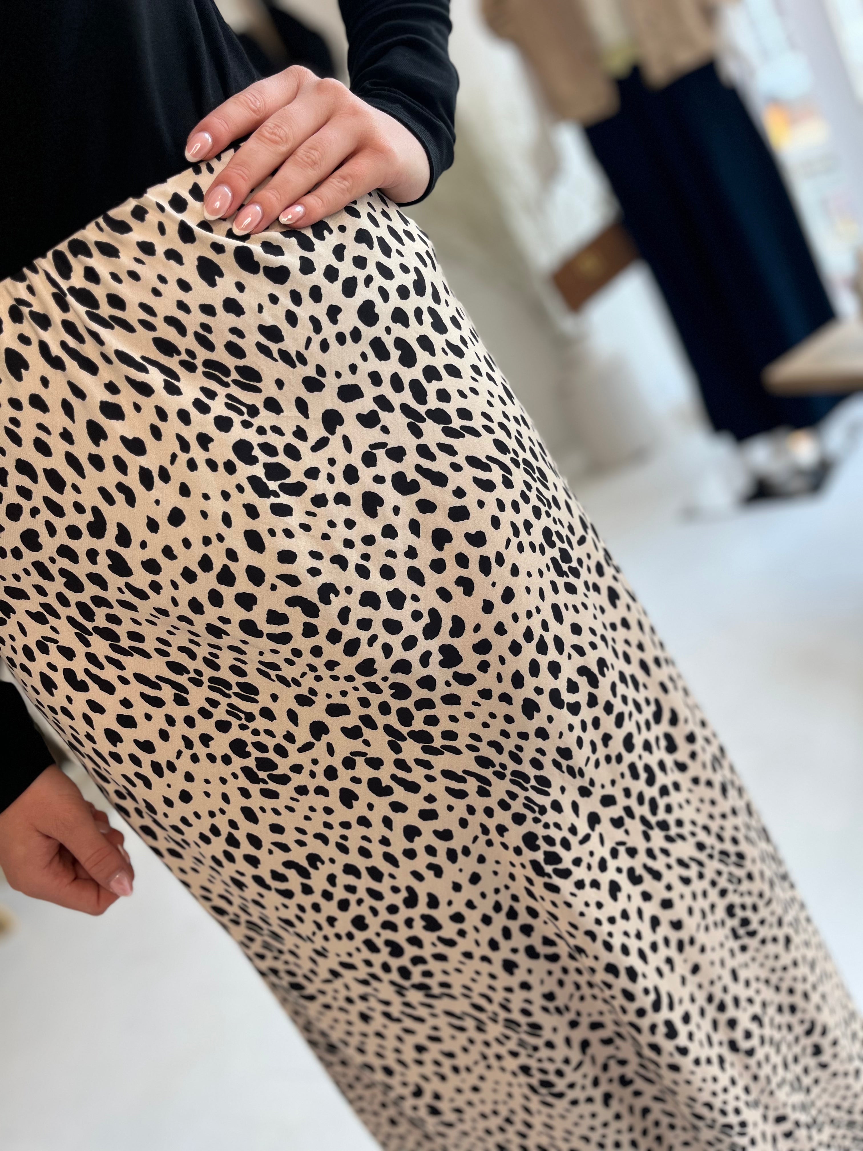 Dotty Satin Midi Skirt