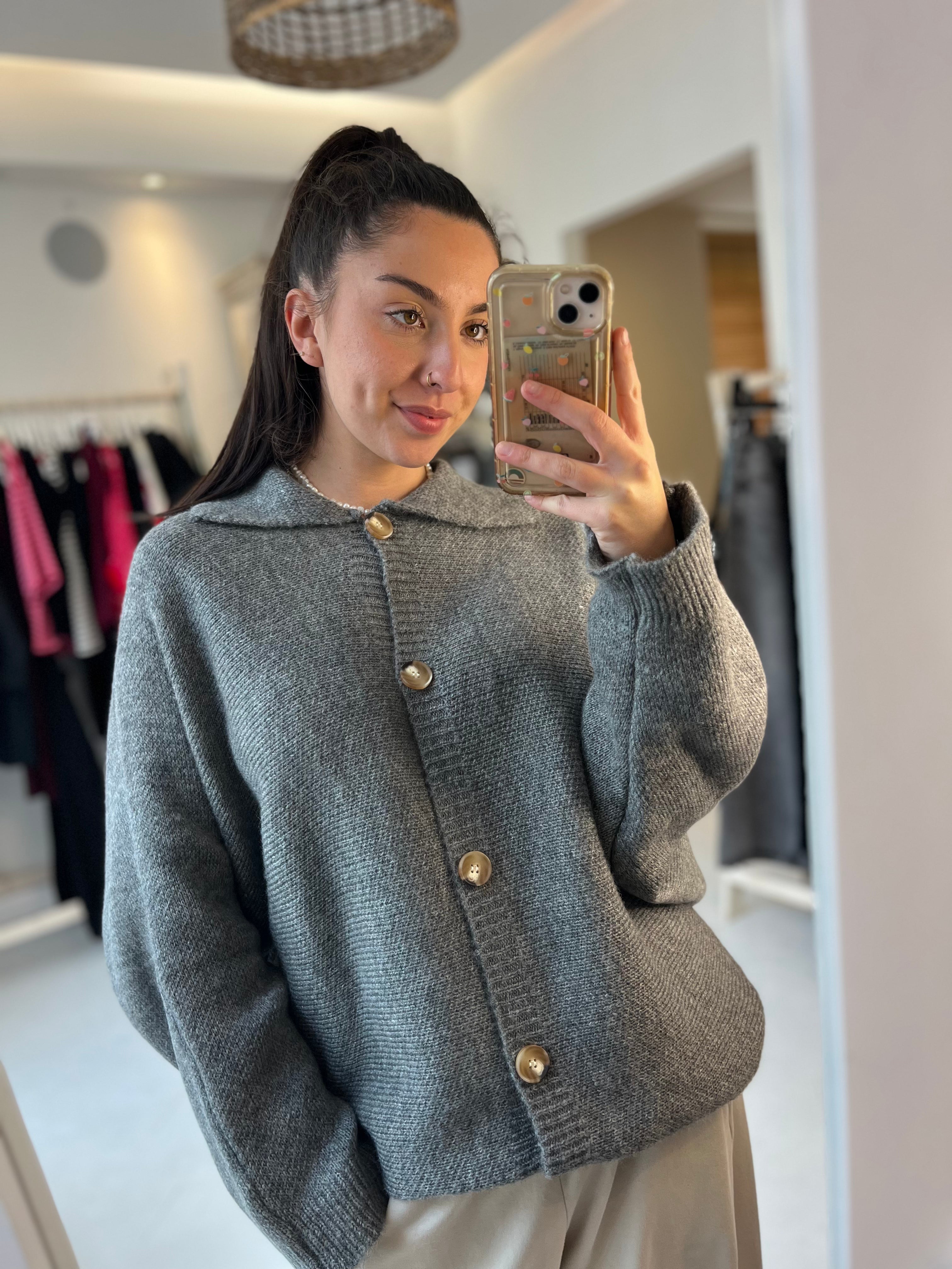 Millie Collared Knit Cardigan