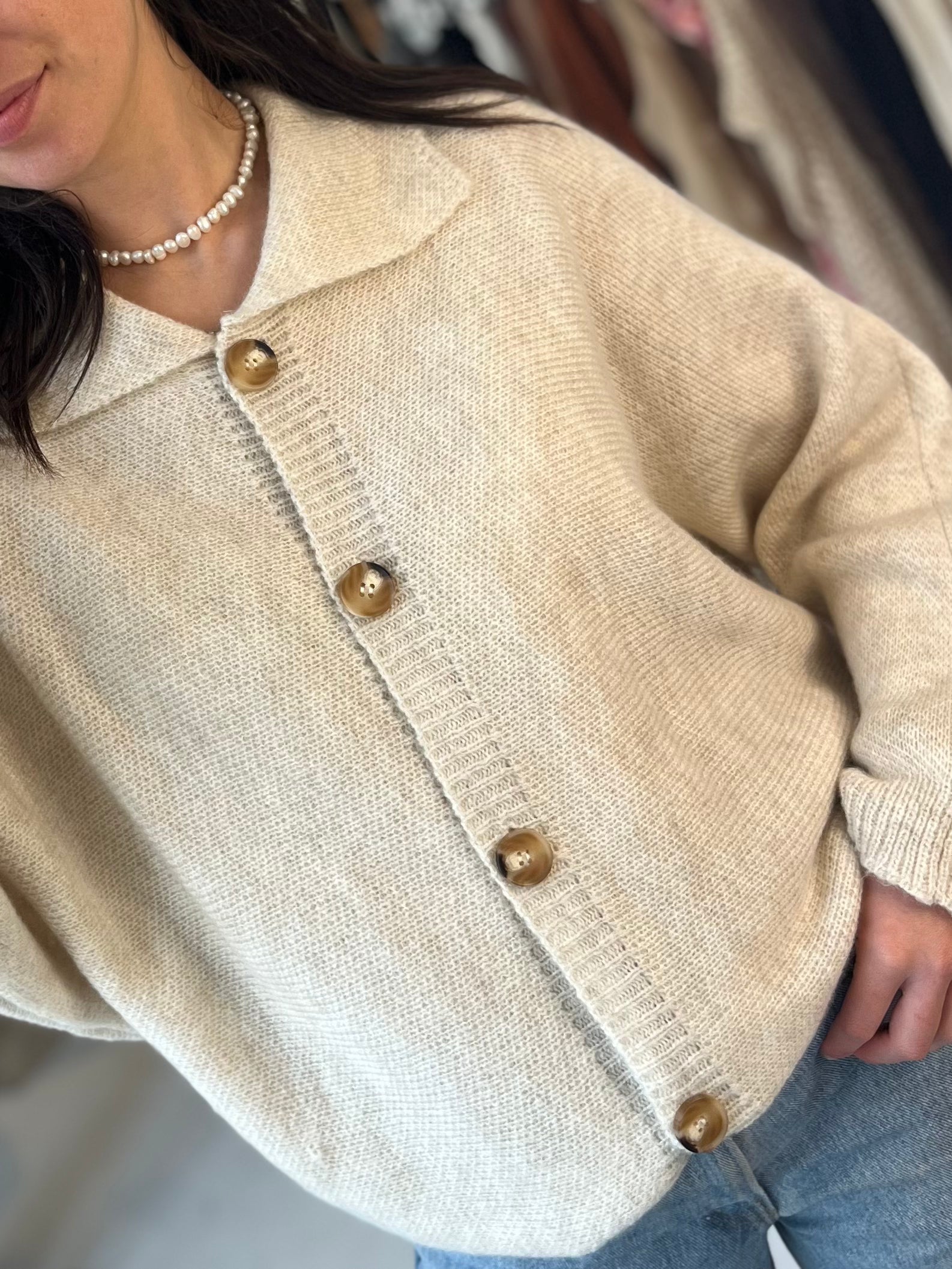Millie Collared Knit Cardigan