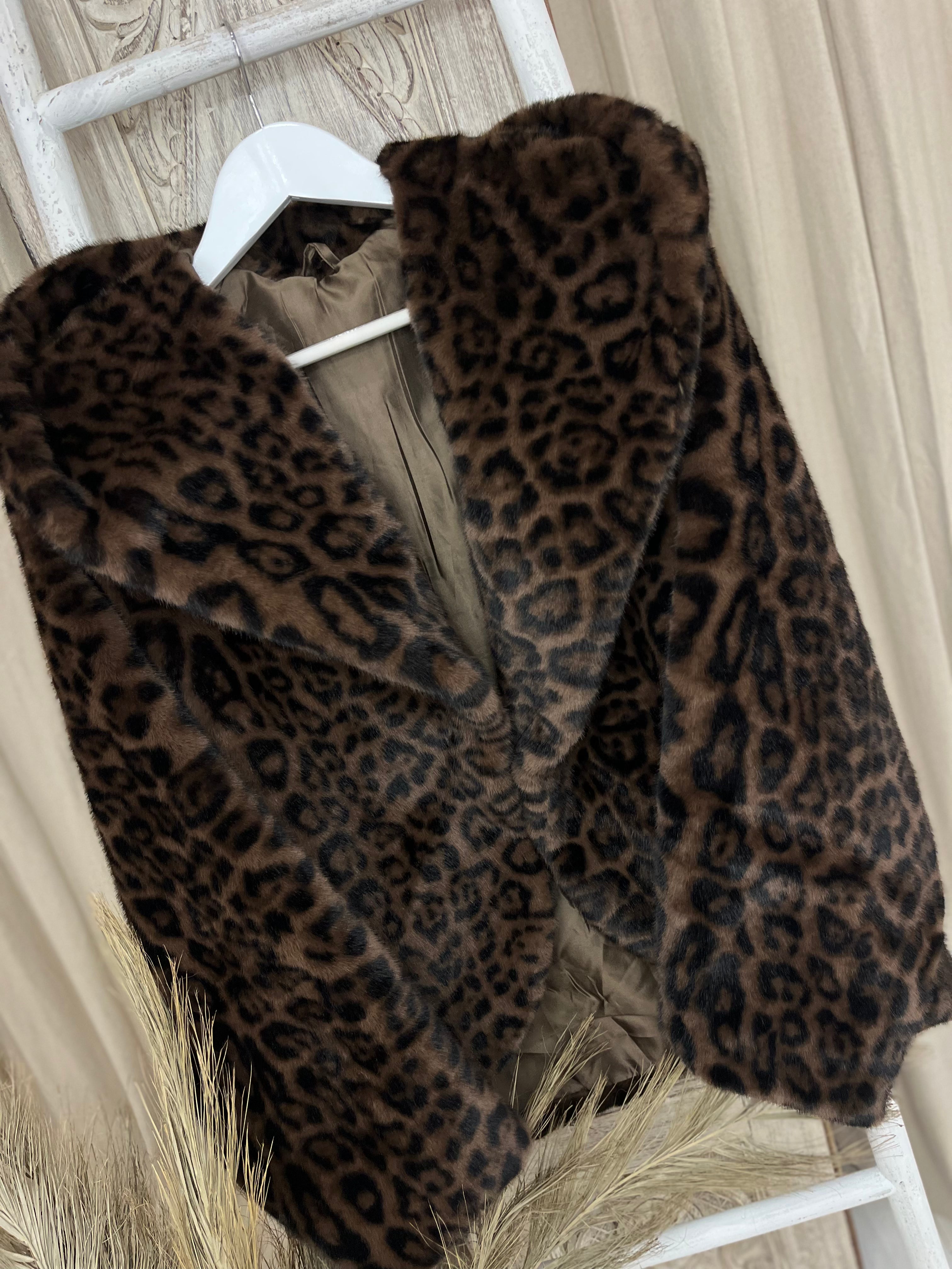 Faux Fur Leopard Coat