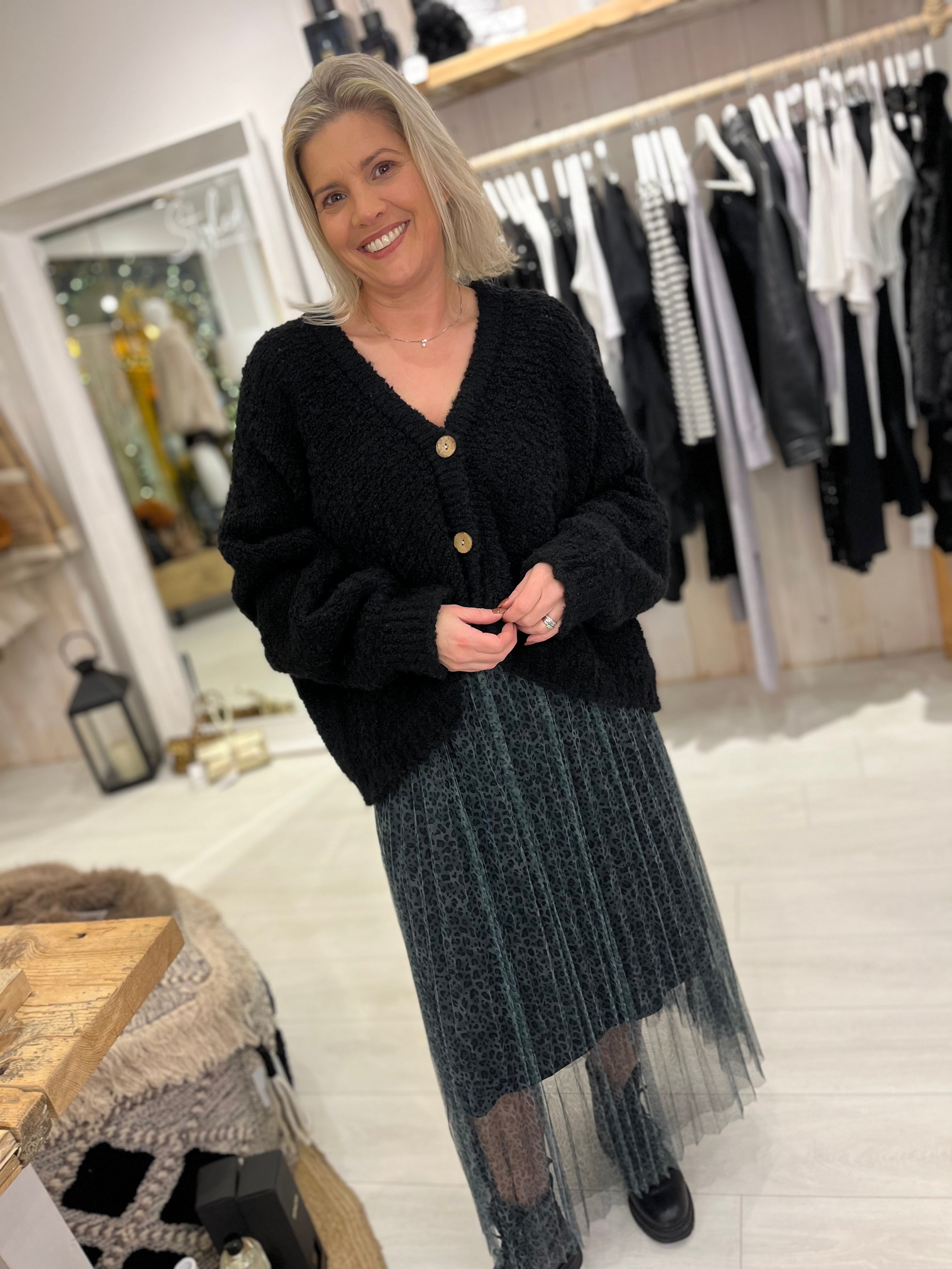 Leopard Pleated Tuile Skirt