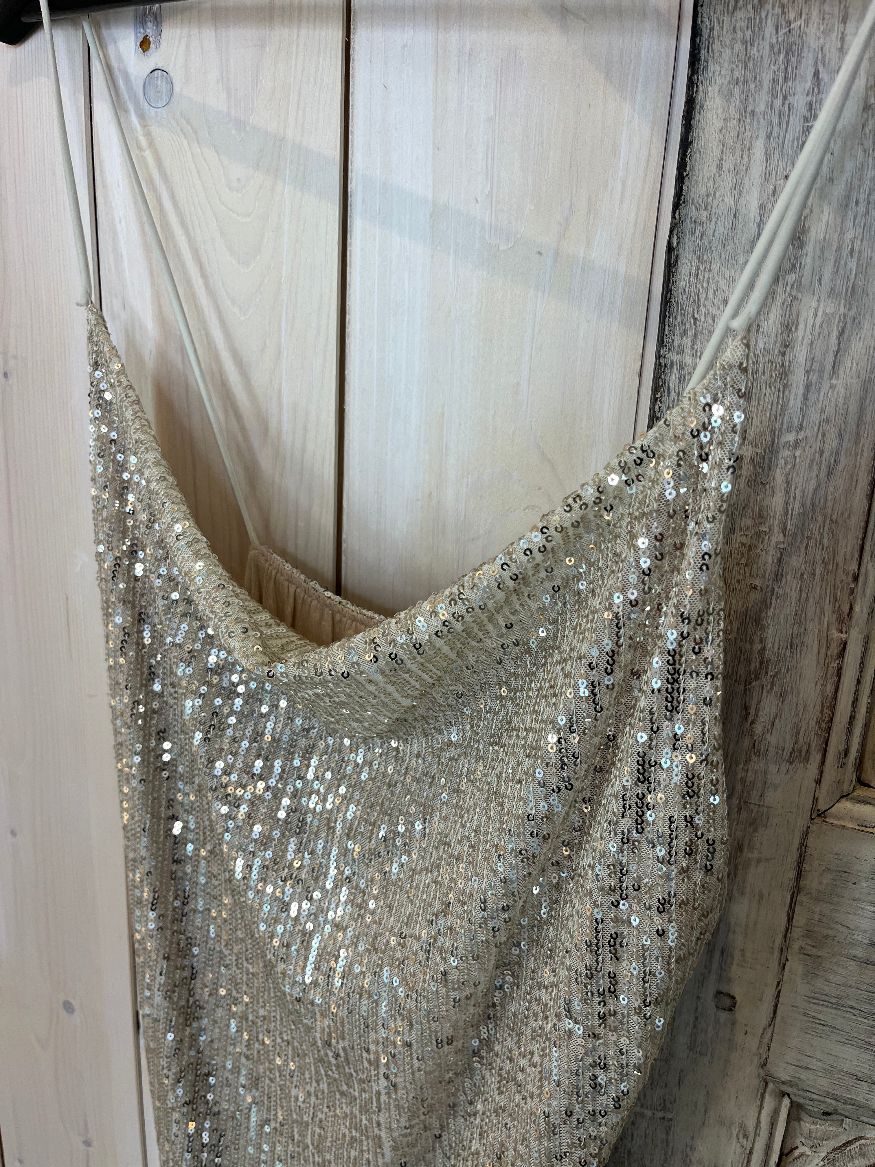 Sequin Cami Cowl Neck Mini Dress