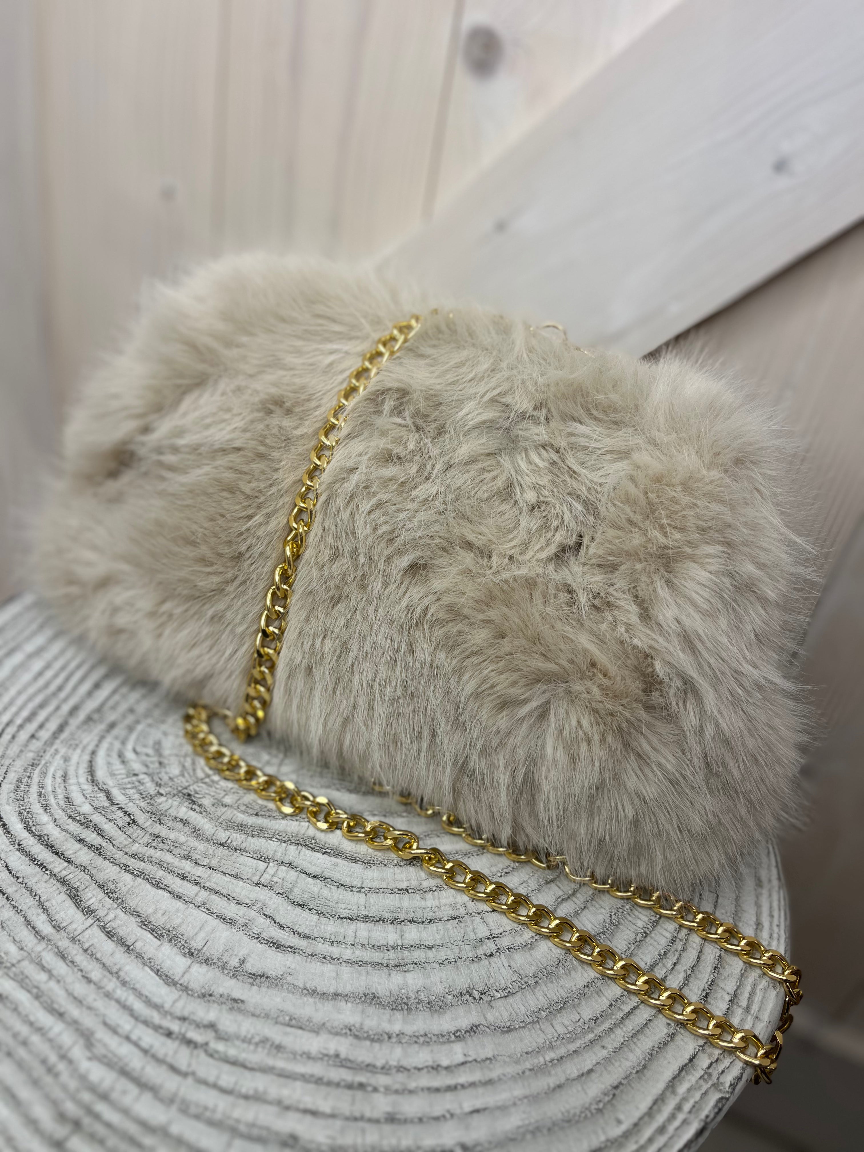 Faux Fur Chain Clutch