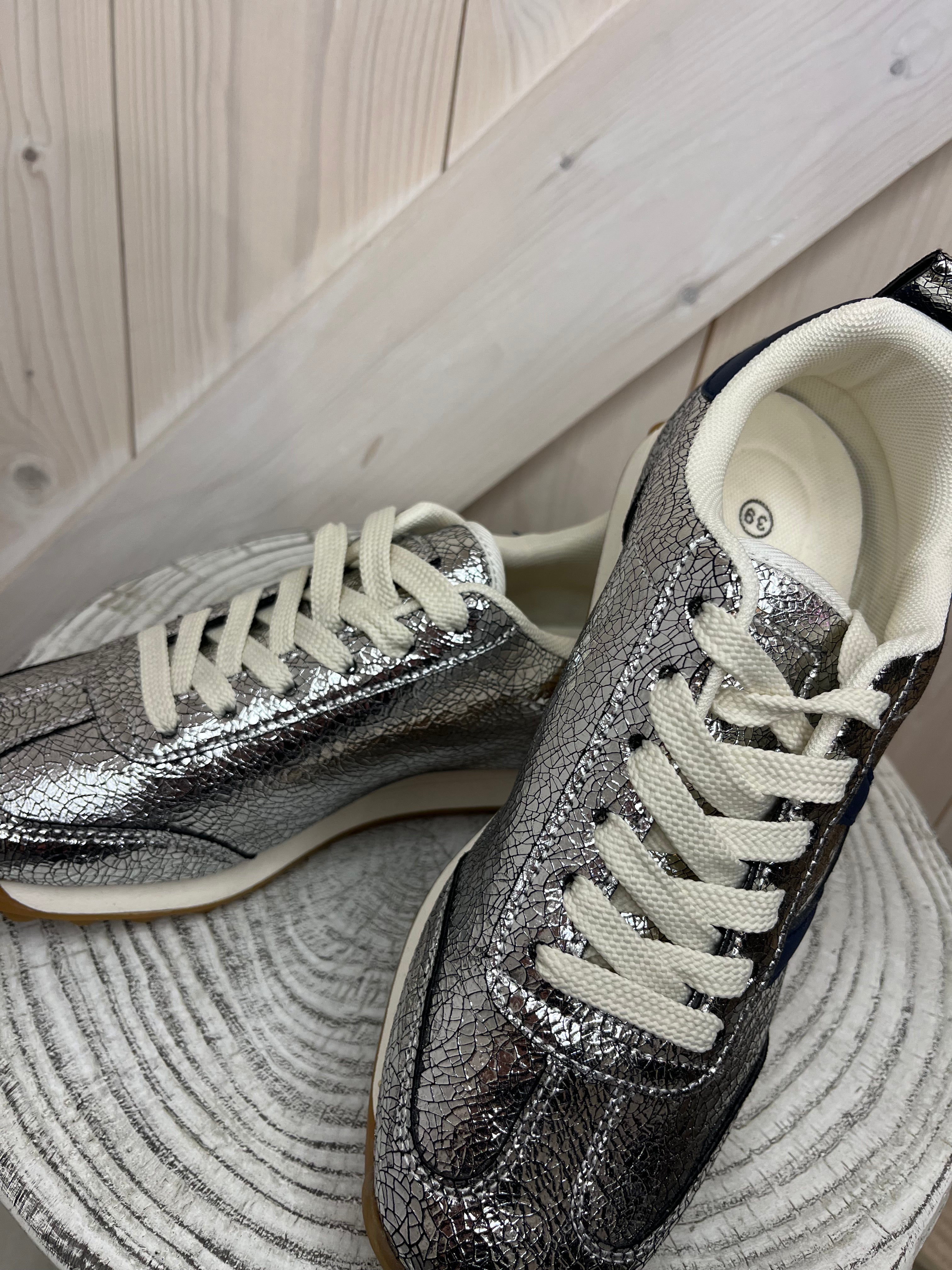 Metallic Silver Sneakers