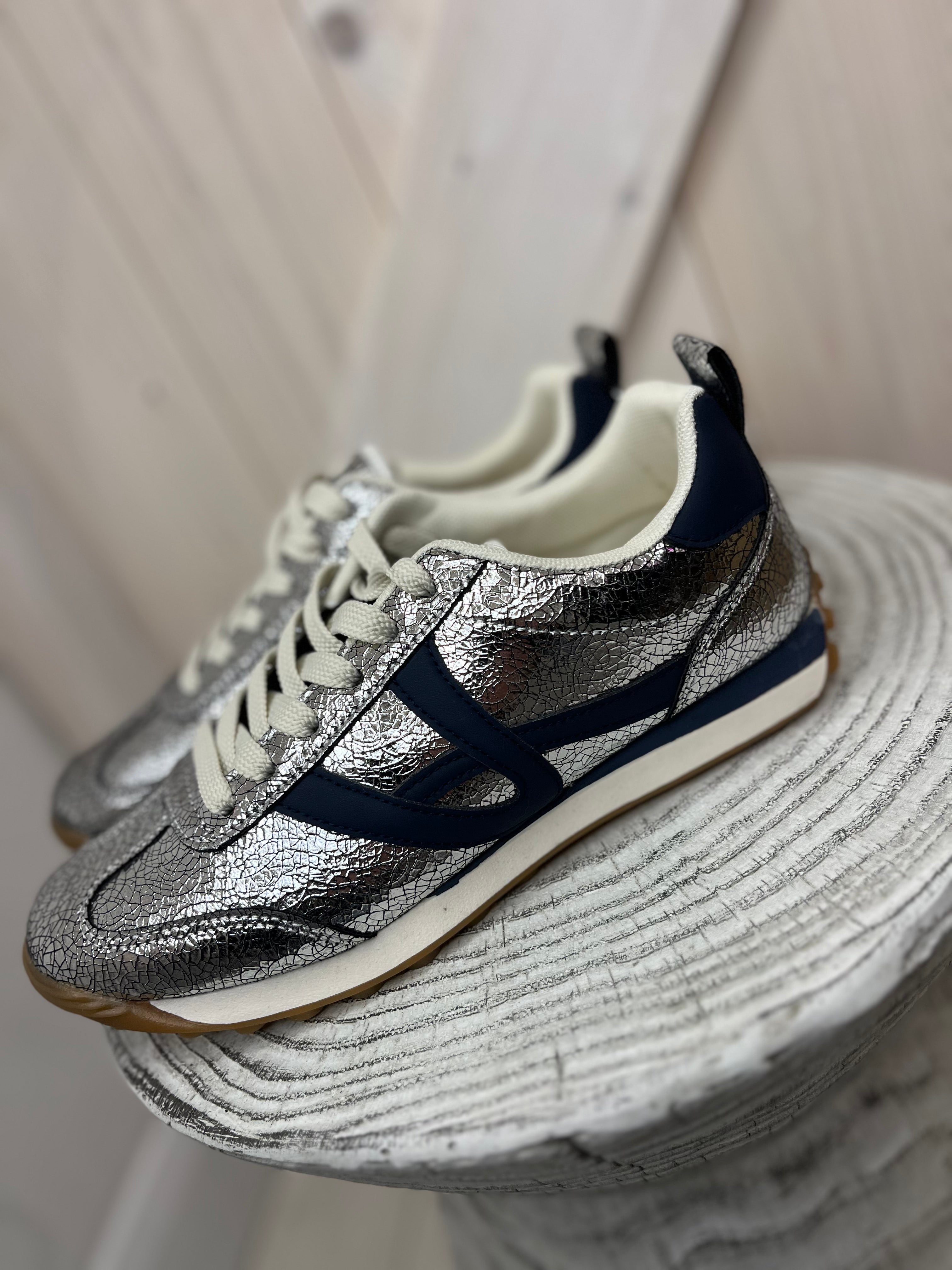 Metallic Silver Sneakers