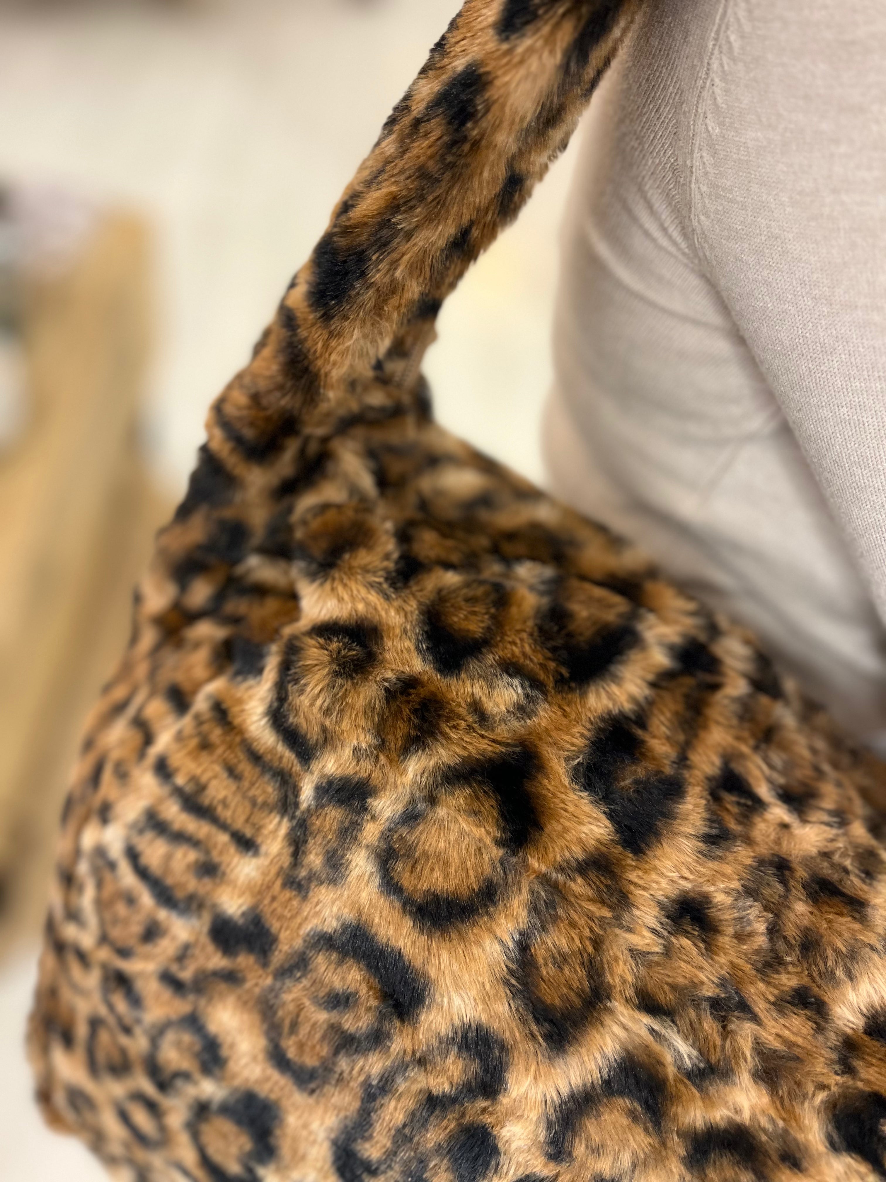 Leopard Faux Fur Zip Tote