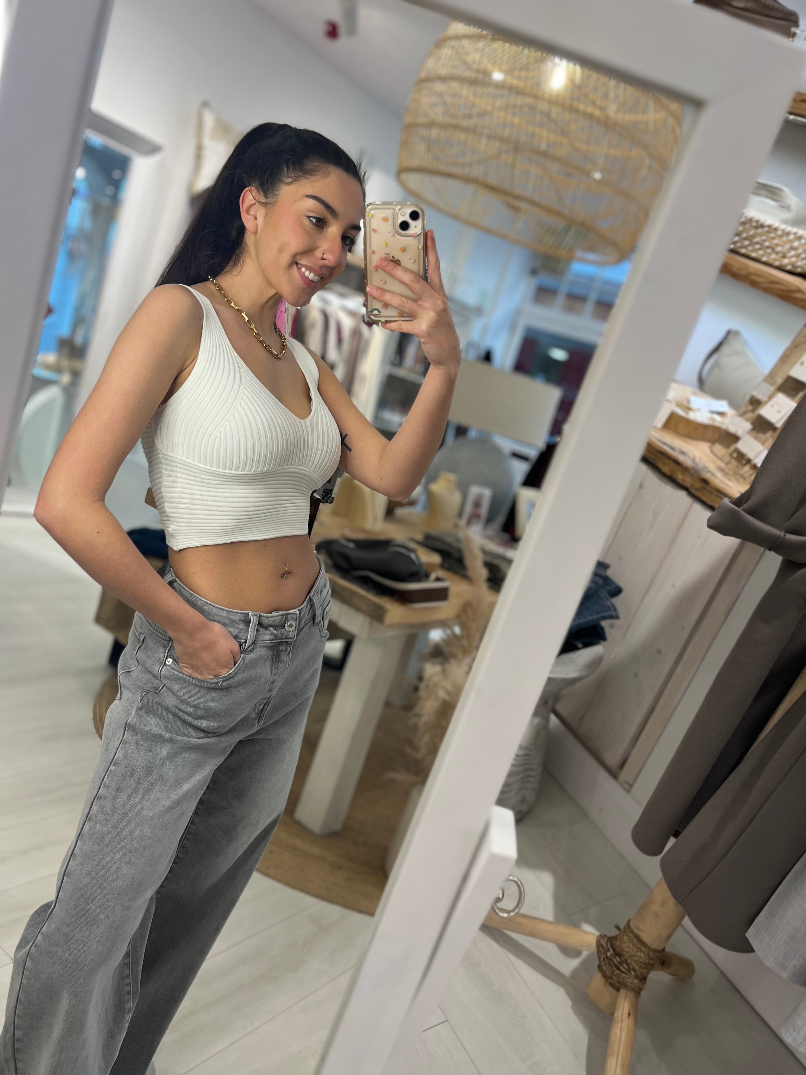 Ribbed V Neck Crop Bralet