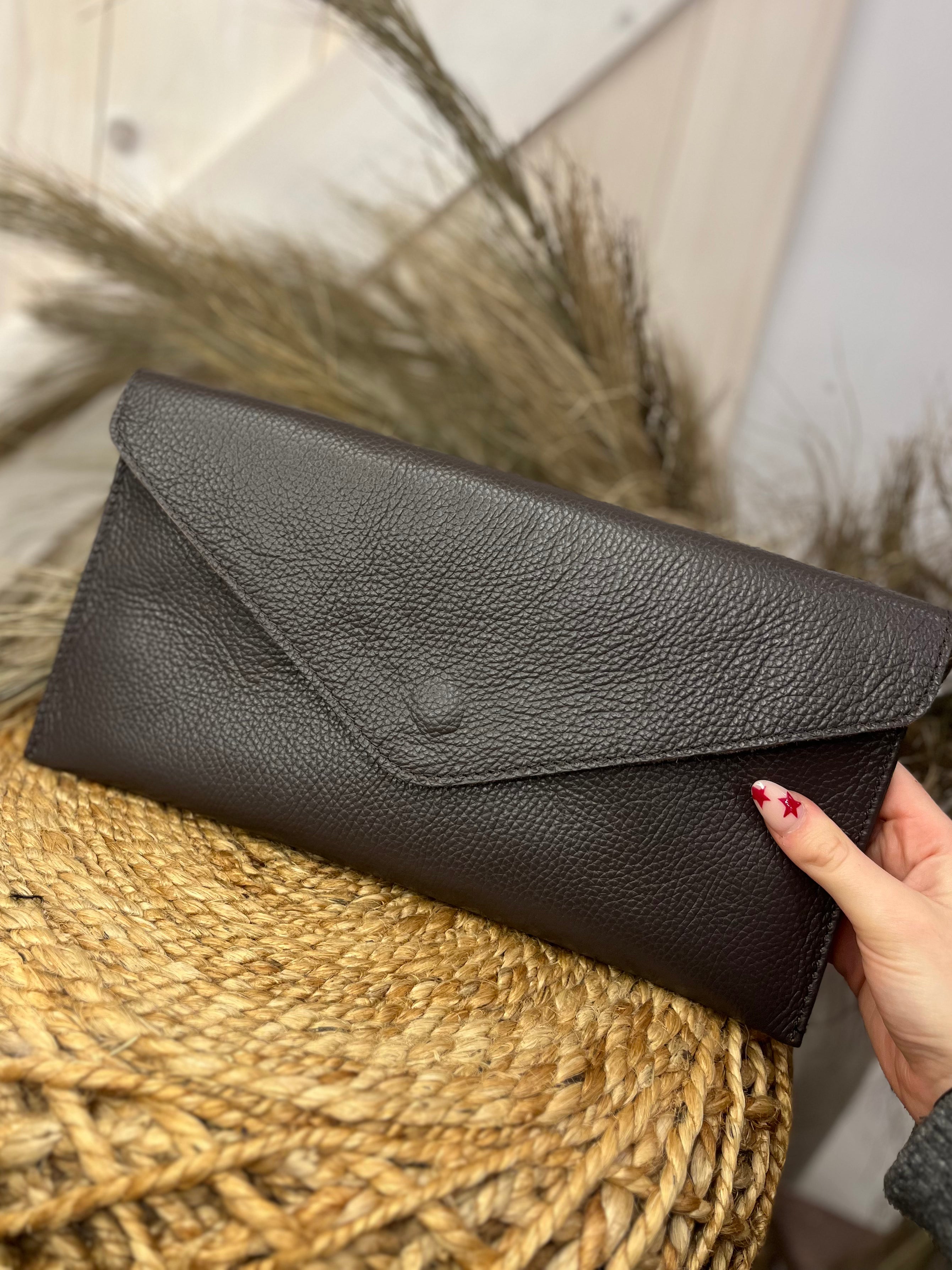 Alissa Envelope Leather Clutch