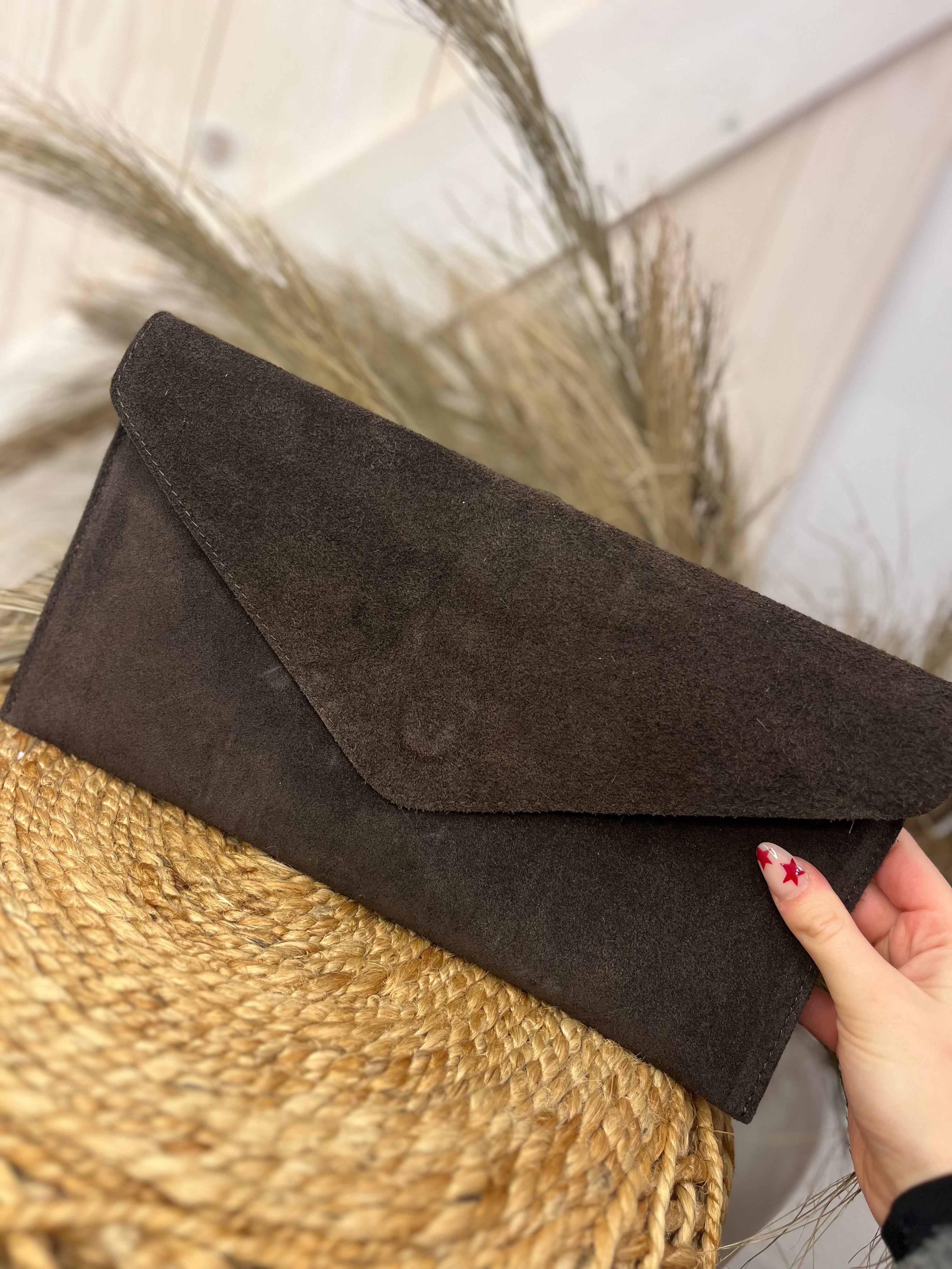 Alissa Envelope Suede Clutch