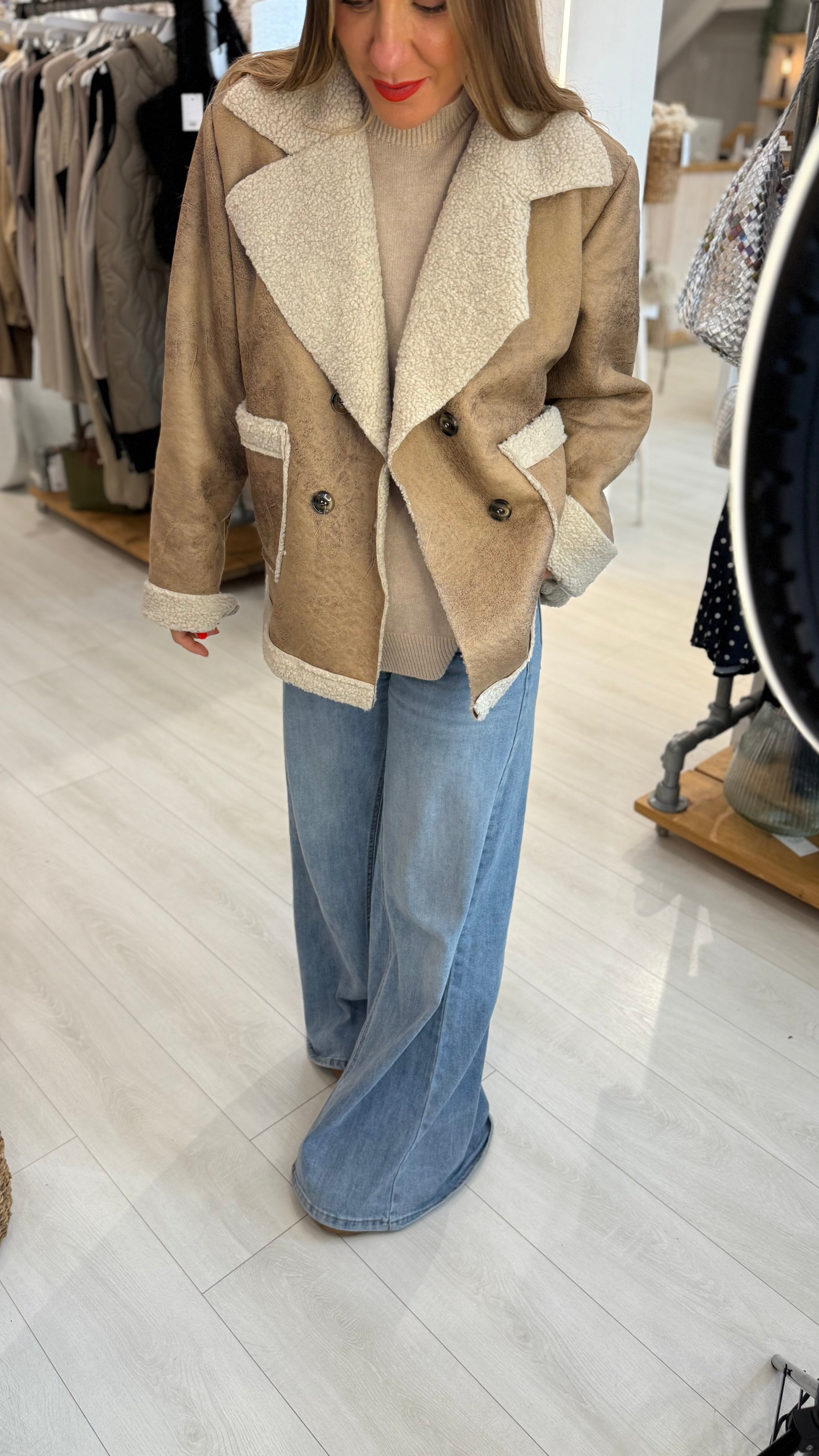 Teddy Lined Aviator Jacket