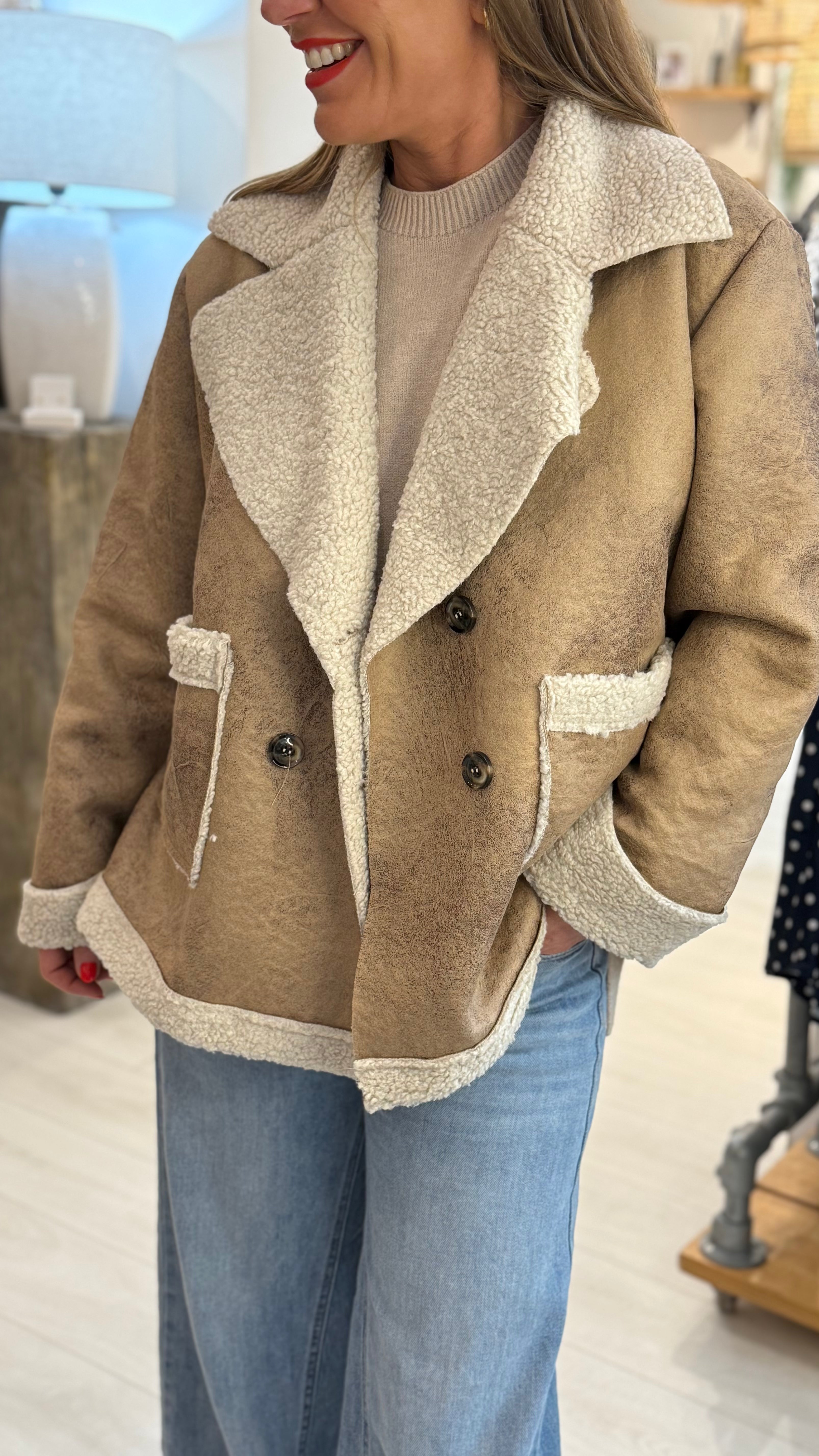 Teddy Lined Aviator Jacket