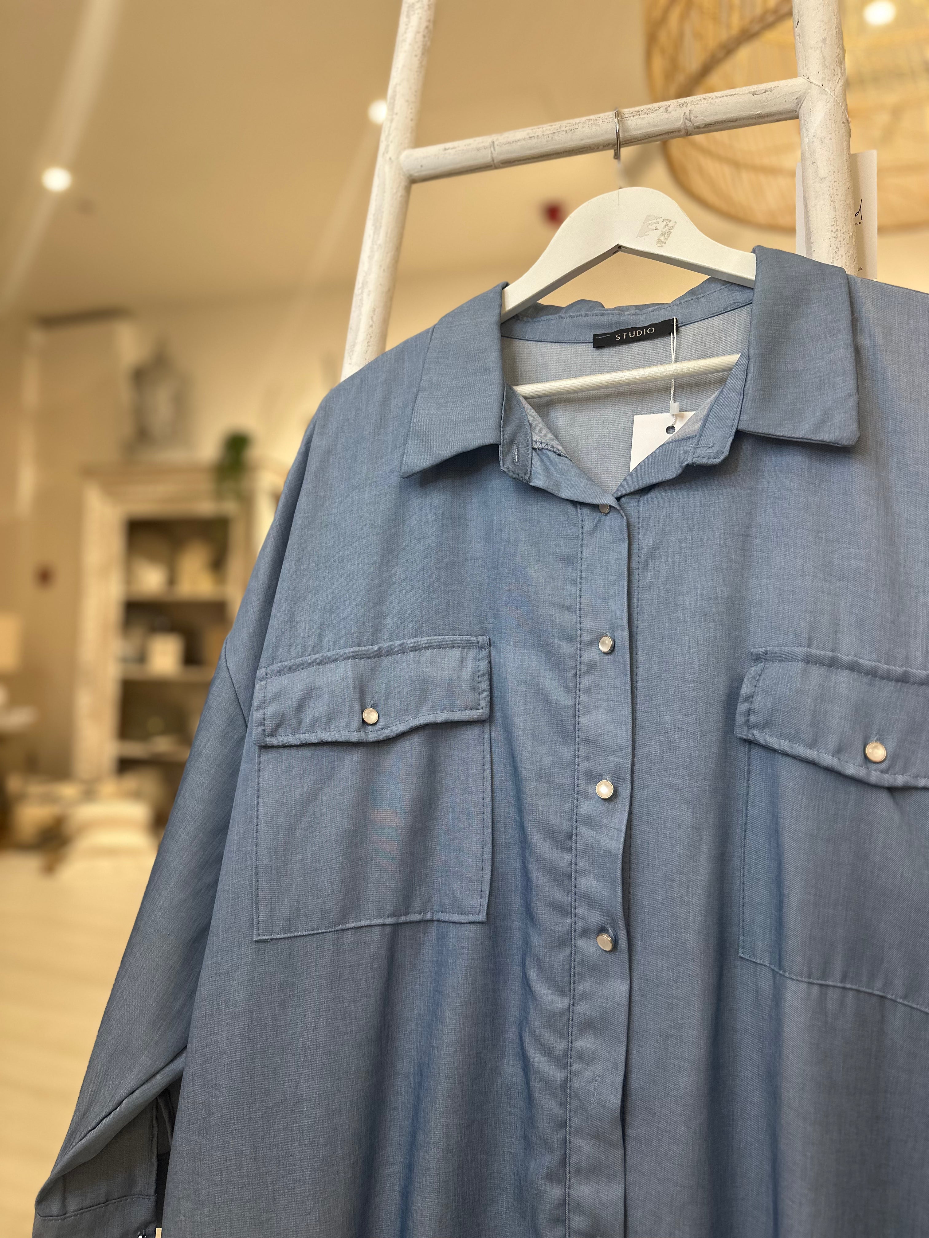 Denim Long Line Shirt Dress