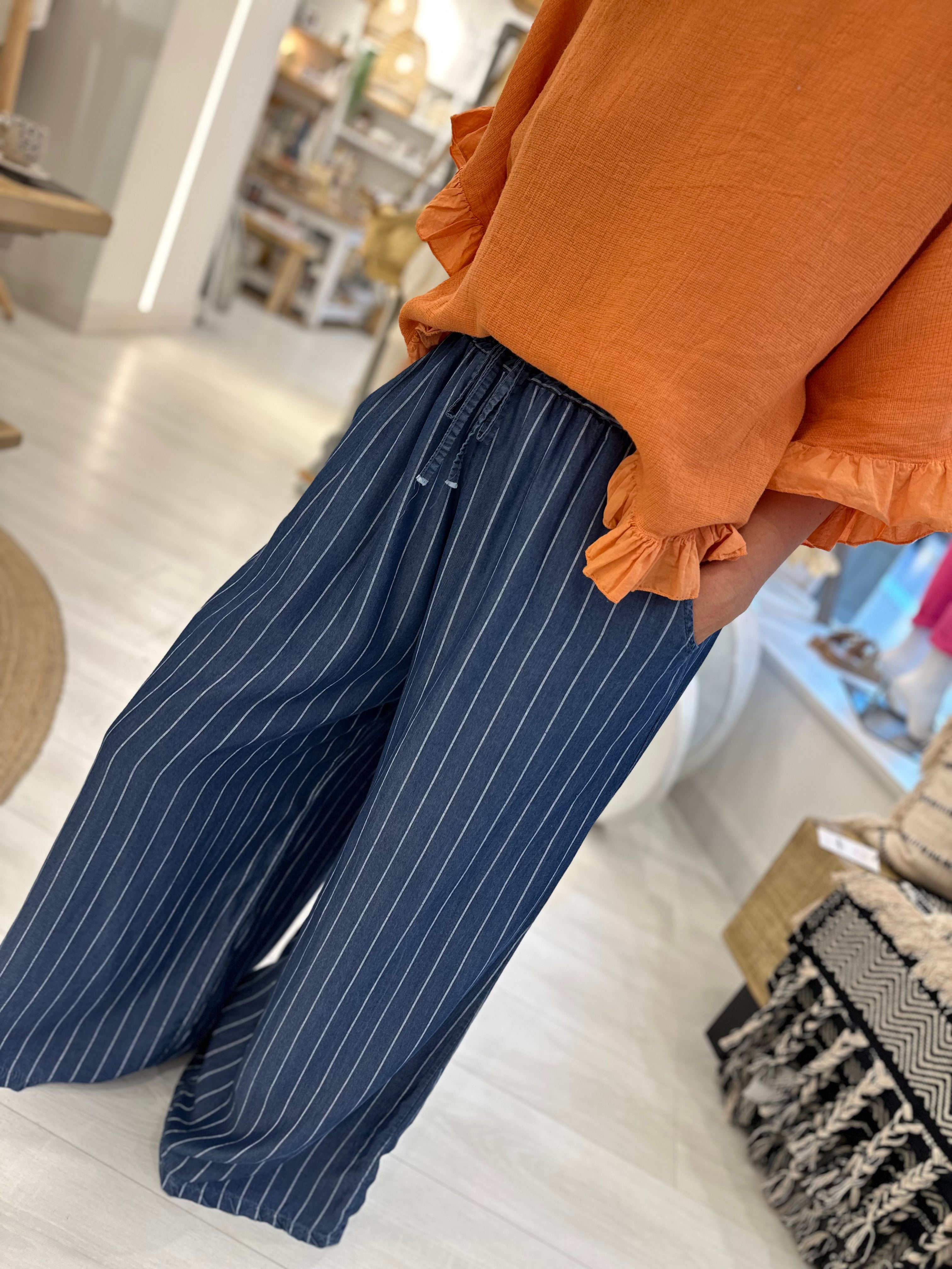 Faith Wide Leg Pin Stripe Trouser