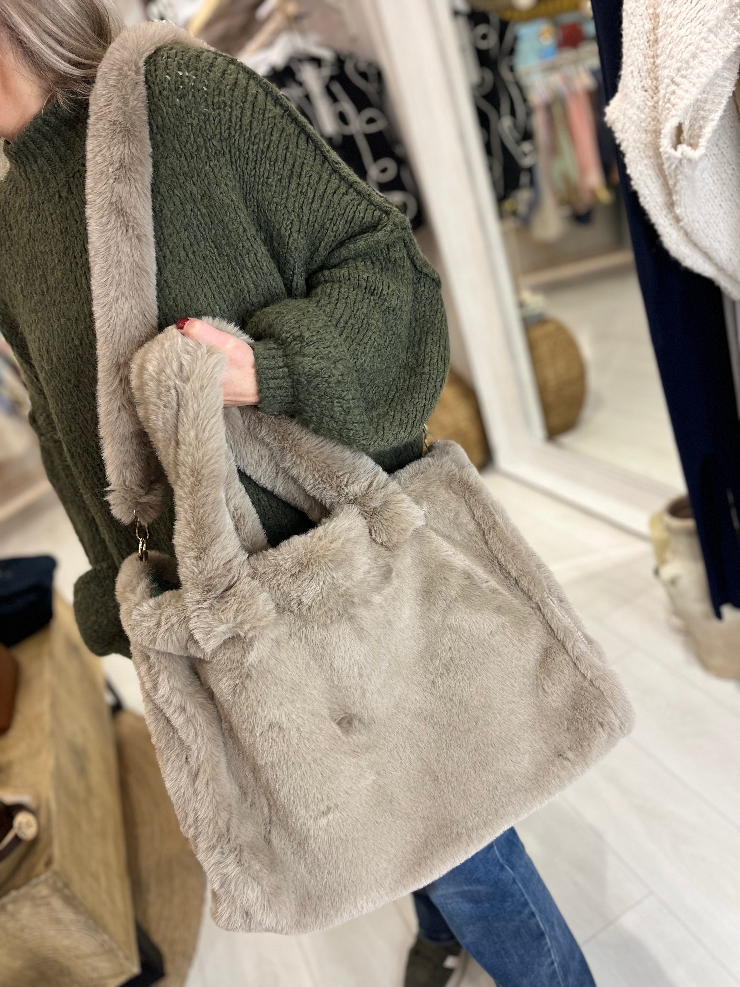 Crossbody Large Faux Fur Tote