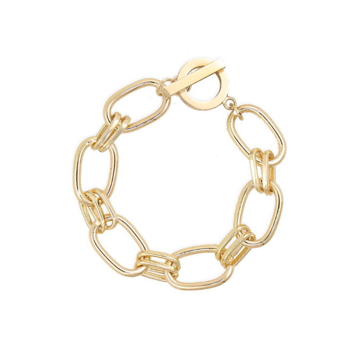 Twin Loop and Bar Bracelet - Gold