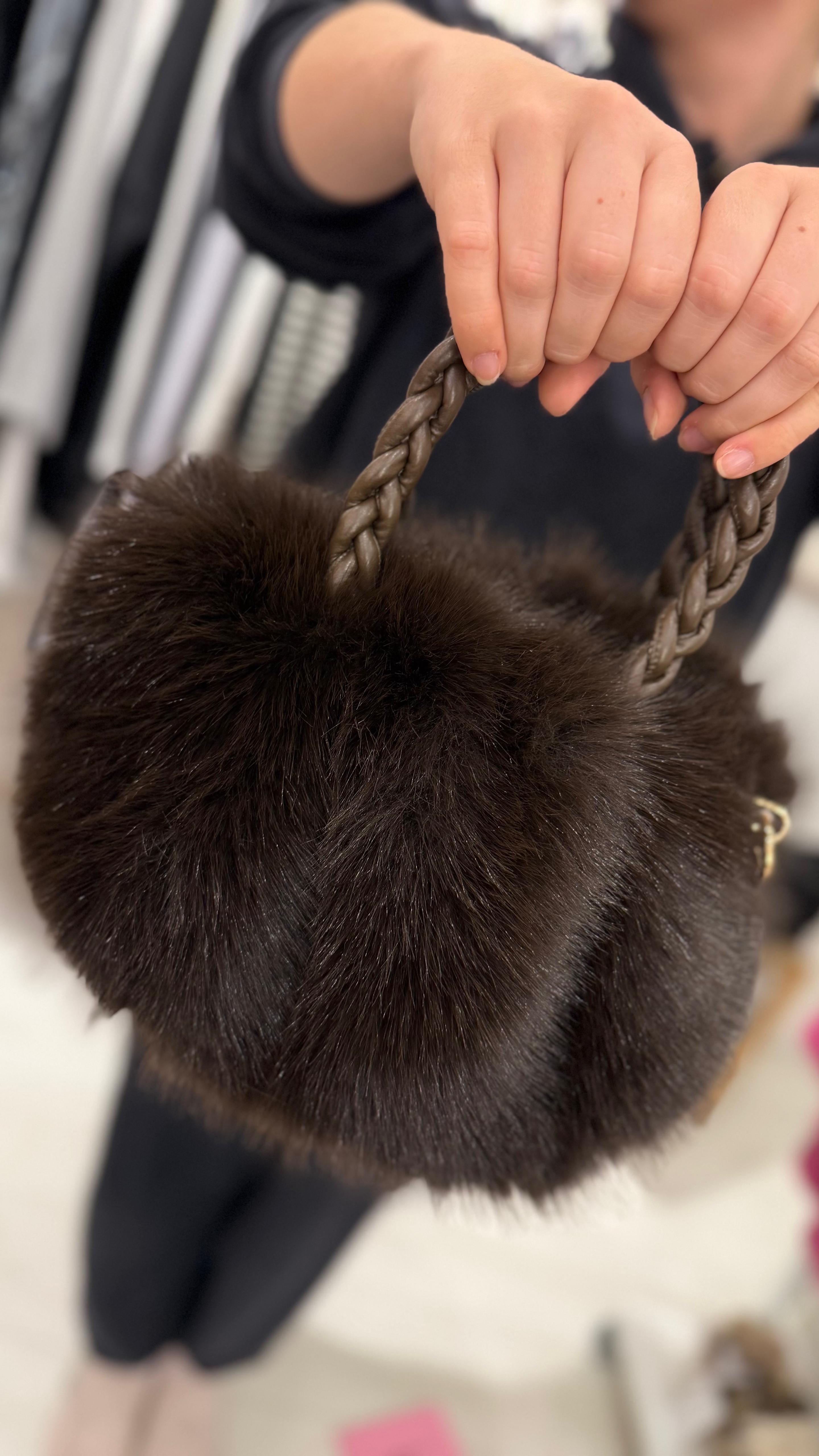 Faux Fur Chain Handbag