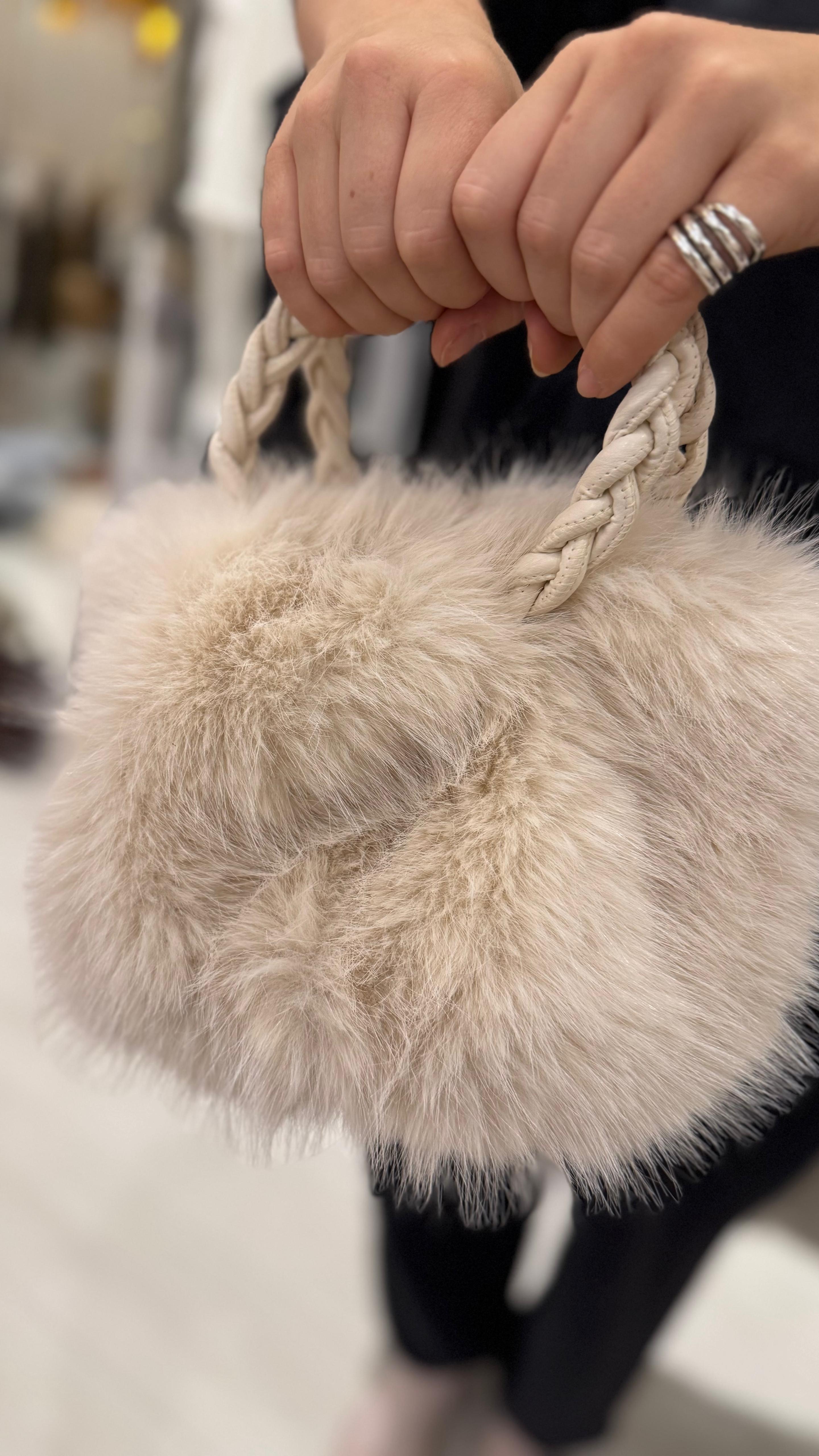 Faux Fur Chain Handbag