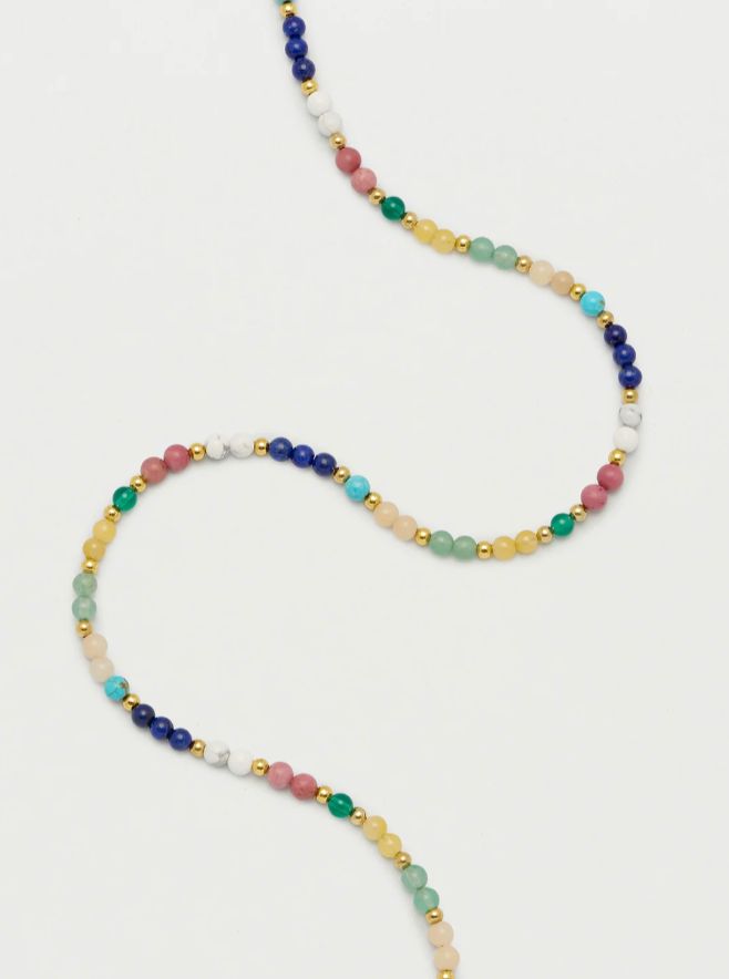 Gemstone Multi and Gold Beaded Necklace