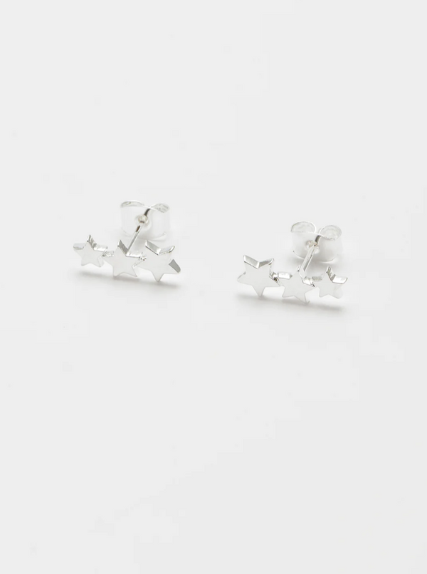 Silver Star Crawler Stud Earrings