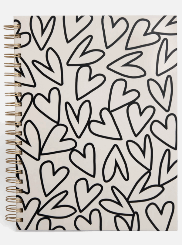 Mono Outline Hearts Spiral A4 Hardback Notebook