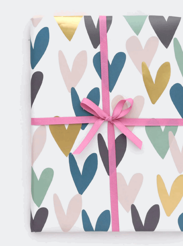 Multi and Gold Heart Wrapping Paper