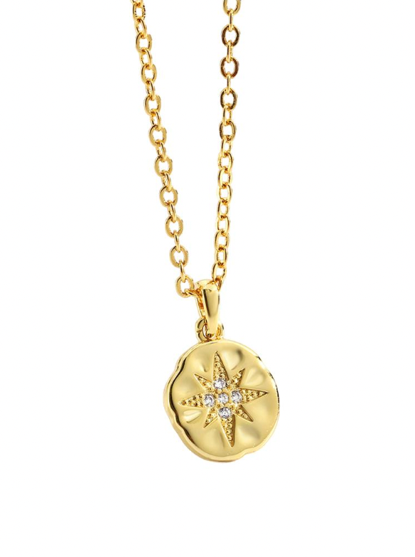 CZ star imprint necklace gold