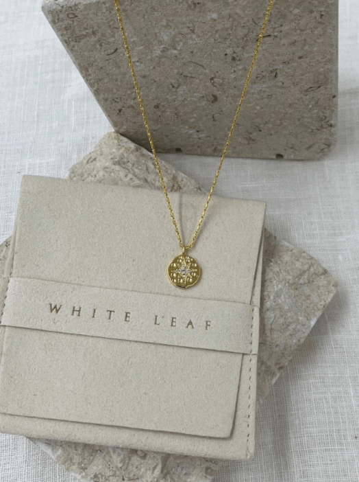 CZ star imprint necklace gold