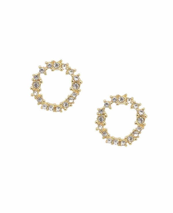 Crystal cluster circle earring gold