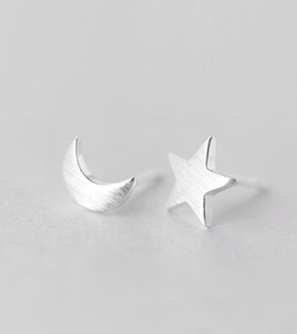 Moon and Star Stud Earrings