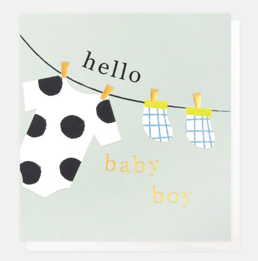 HELLO BABY BOY WASHING LINE CARD