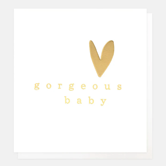 GORGEOUS BABY GOLD TEXT AND HEART CARD