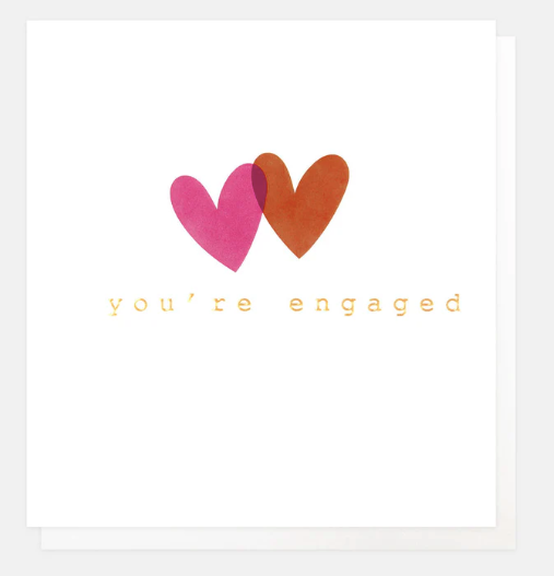 YOU'RE ENGAGED PAIR OF OVERLAPPING HEARTS CARD