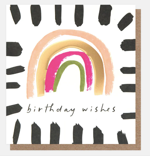 BIRTHDAY WISHES RAINBOW WITH BRUSH BORDER CARD