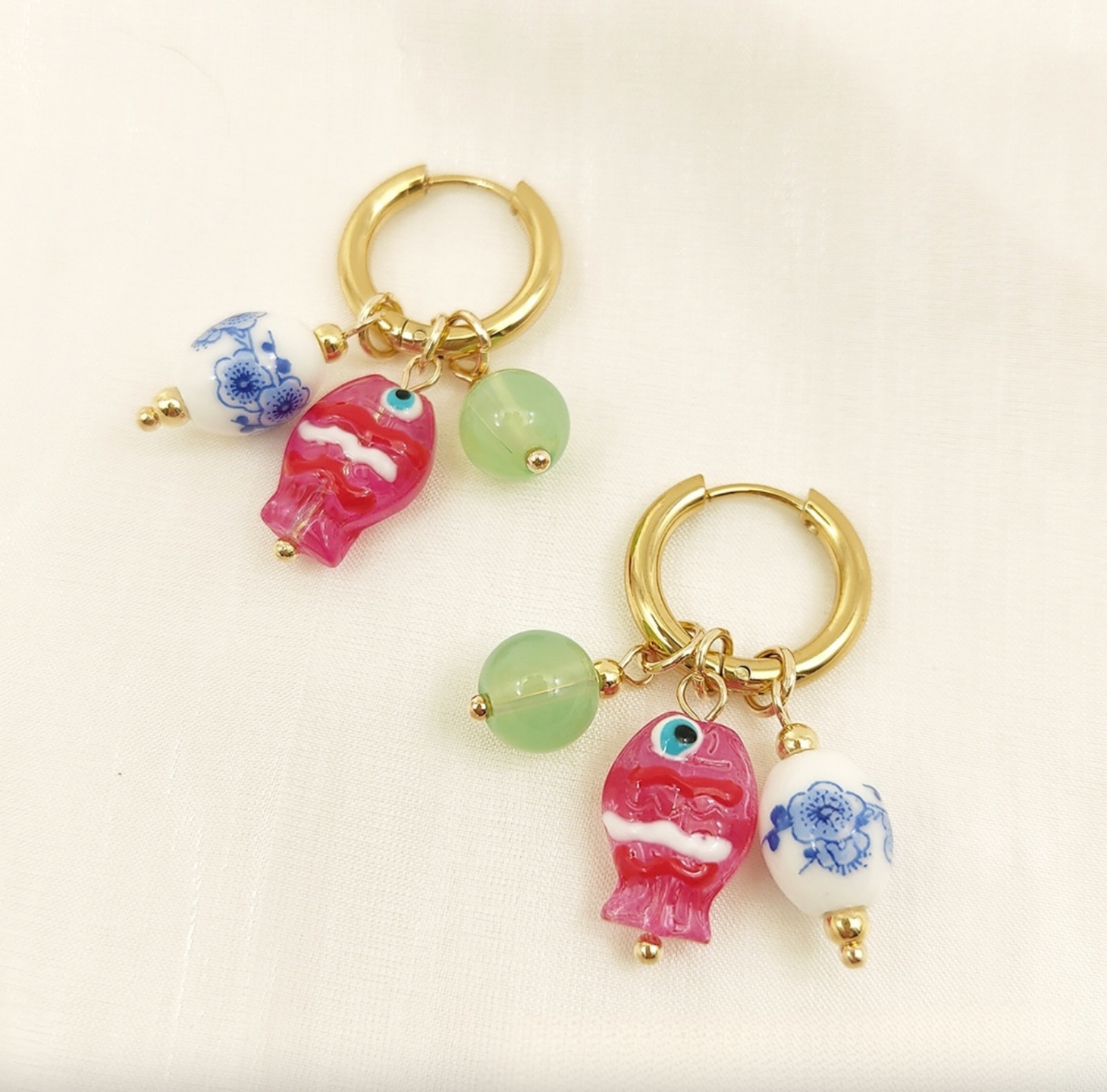 Goldfish and Porcelain Earrings