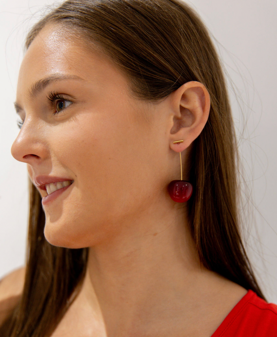 Deep cherry earrings