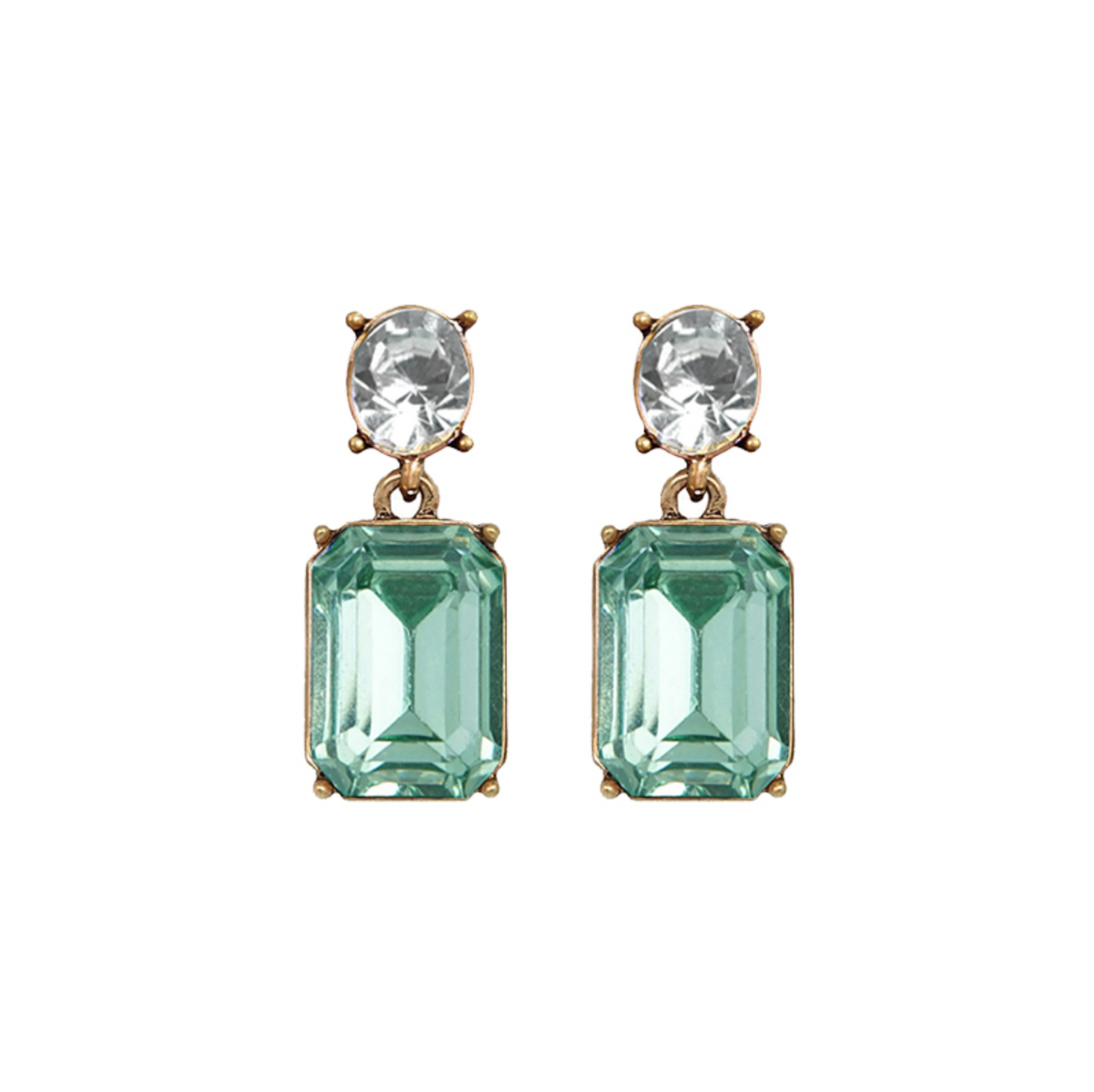 Oval twin gem earring