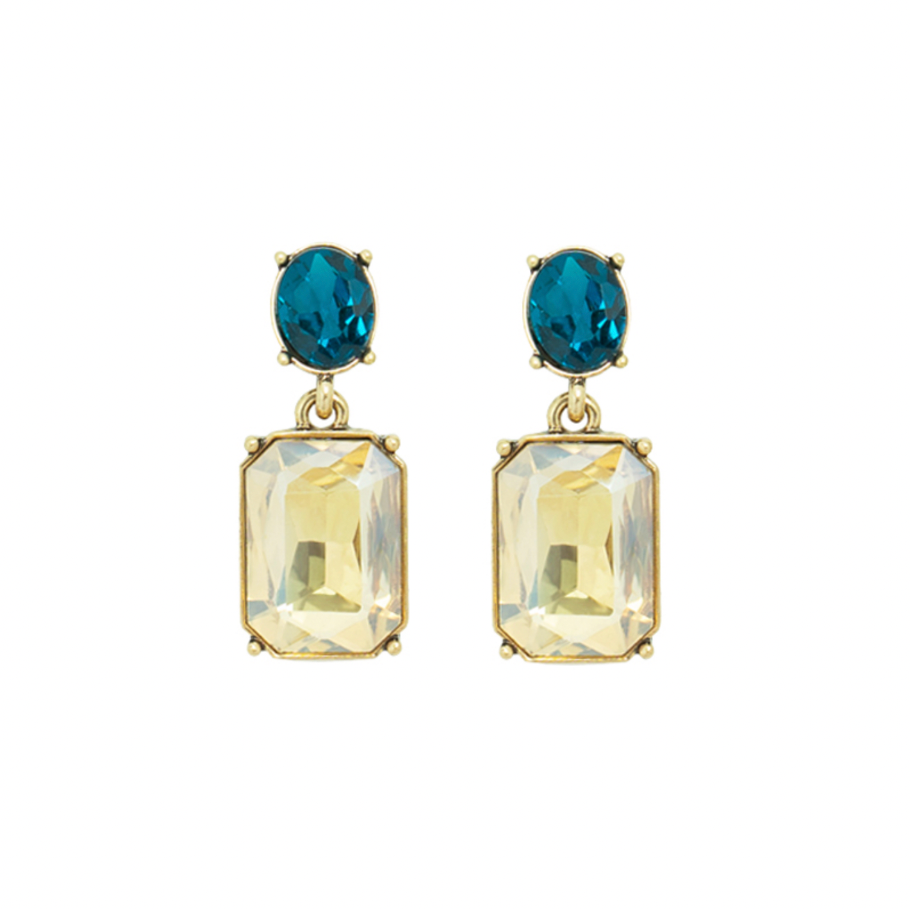 Oval twin gem earring