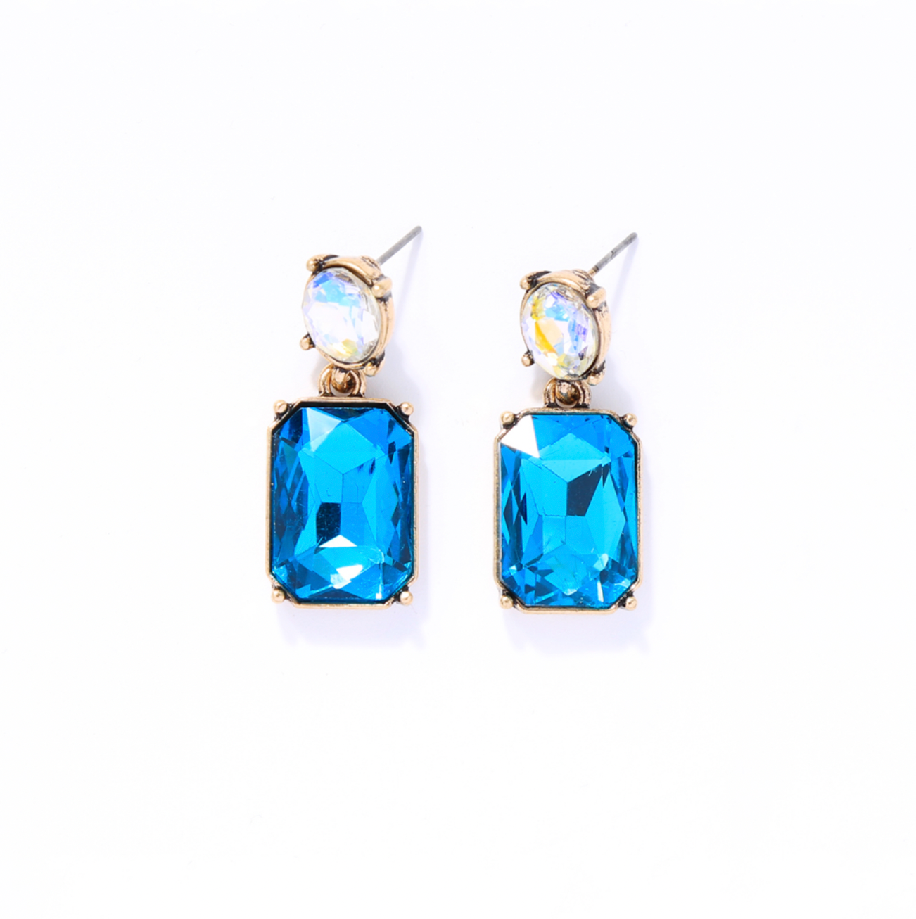 Oval twin gem earring