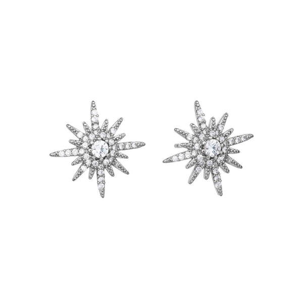 Crystal starburst earring in silver