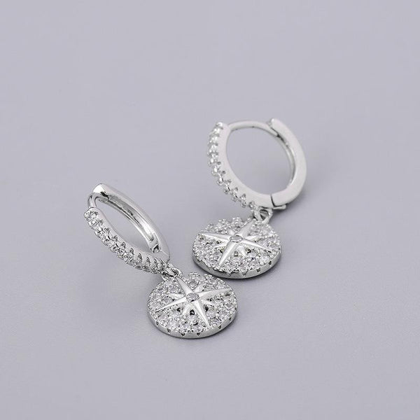 Cubic Zirconia Star Huggie Earring In Silver