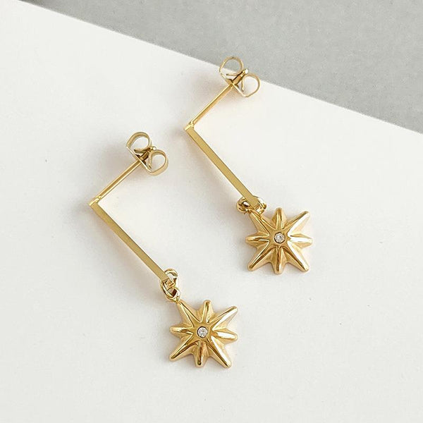Star pendant rectangular drop earrings