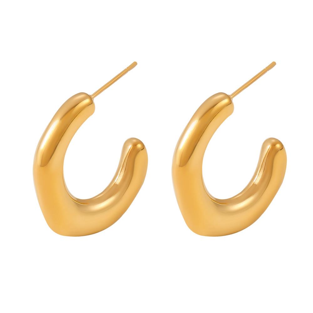 Misshape flat C-shaped curve earring