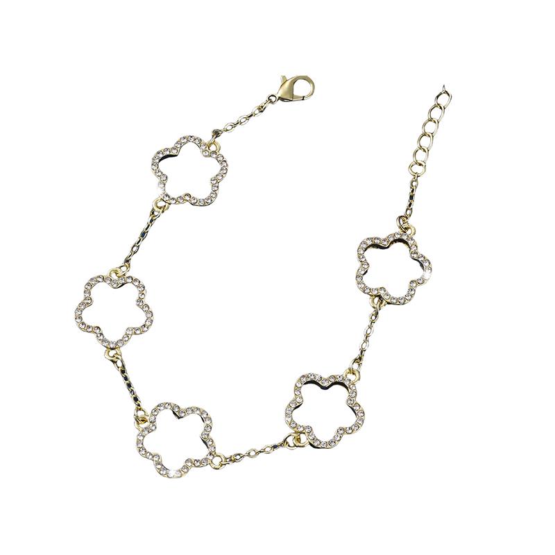 Cubic Open Flower Bracelet - Gold