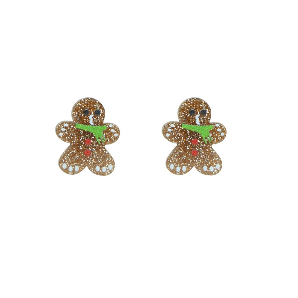 Acrylic gingerbread earring in brown glitter
