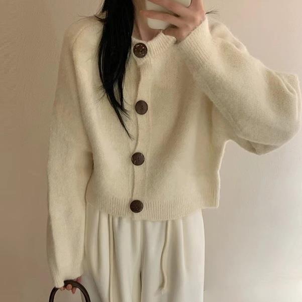 Brushed Knit Wool Blend Cardigan