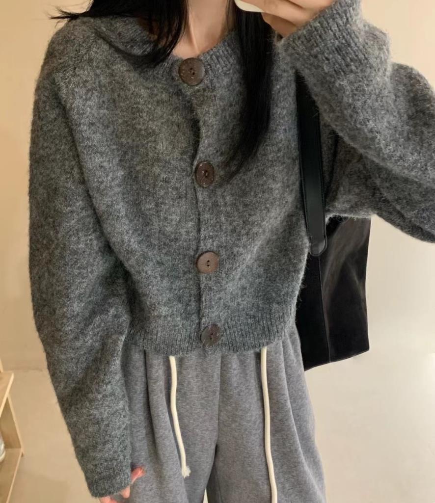 Brushed Knit Wool Blend Cardigan